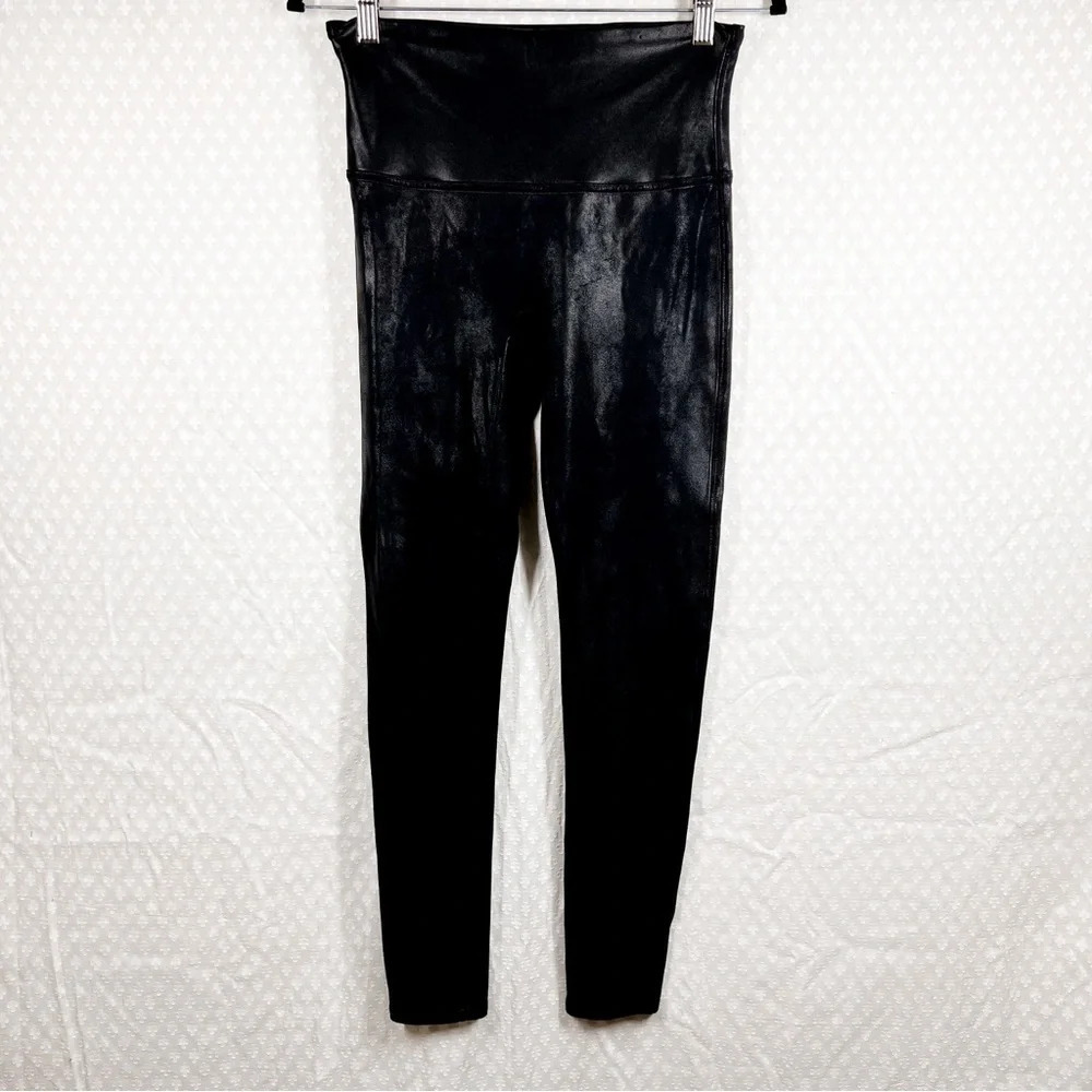 Spanx Black Faux Leather High Rise Leggings